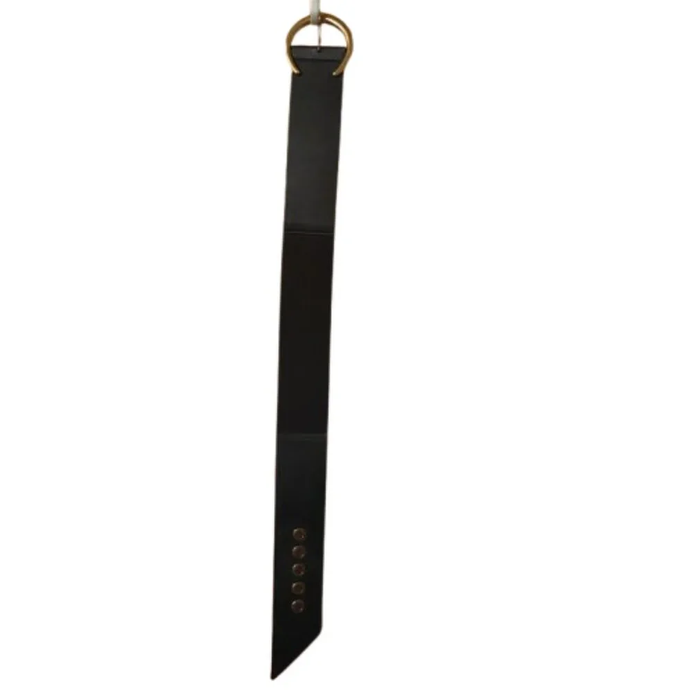 Black and Brass Thick Elastic Belt Size S/M (Small/Medium) Excellent Condition
